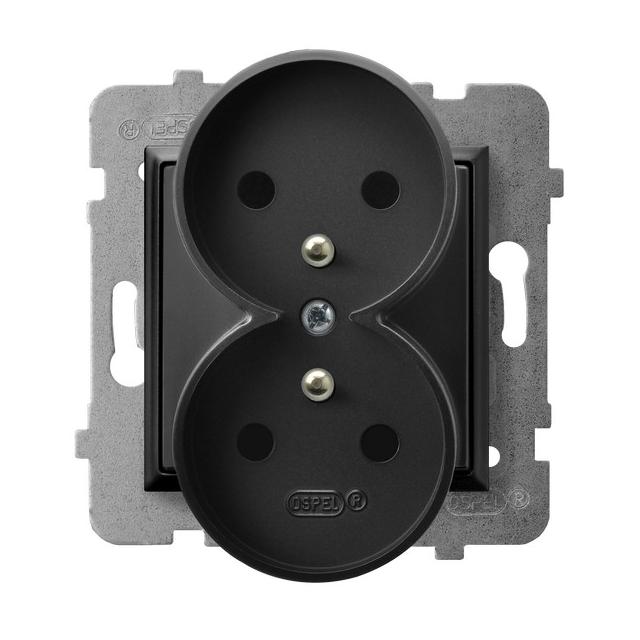 ARIA Gniazdo podwójne z uziemieniem moduł bez ramki - kolor czarny metalik GP-2URZ/m/33