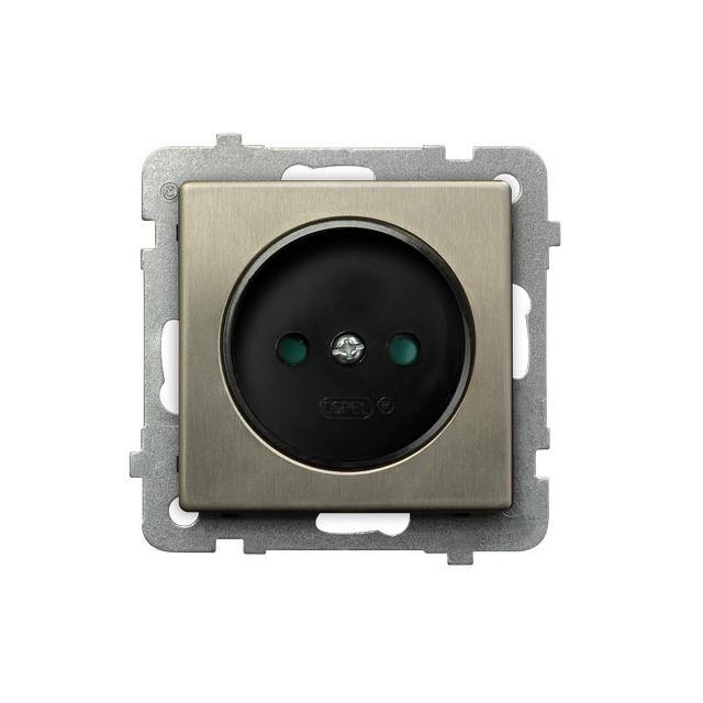 SONATA Gniazdo pojedyncze z przesłonami torów prądowych - kolor nowe srebro