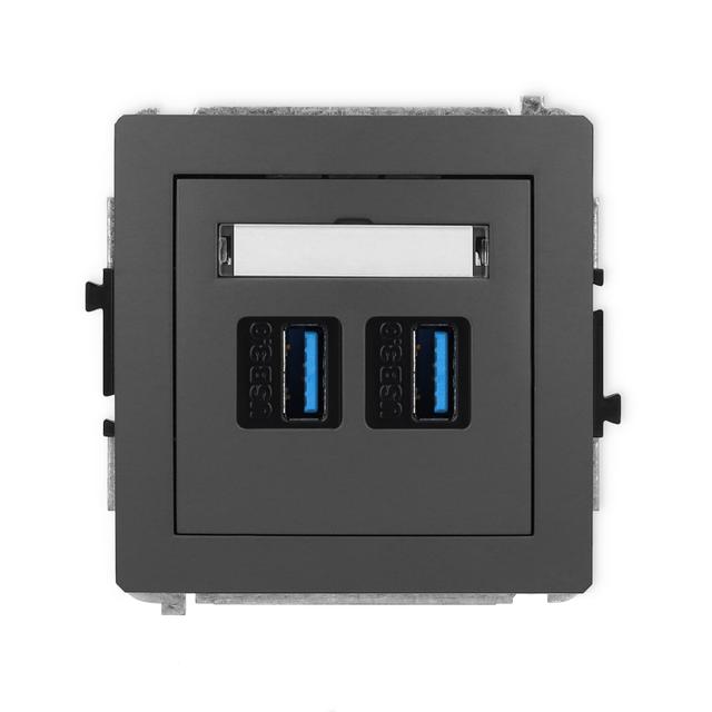 DECO Mechanizm gniazda podwójnego 2xUSB A-A 3.0 grafitowy mat