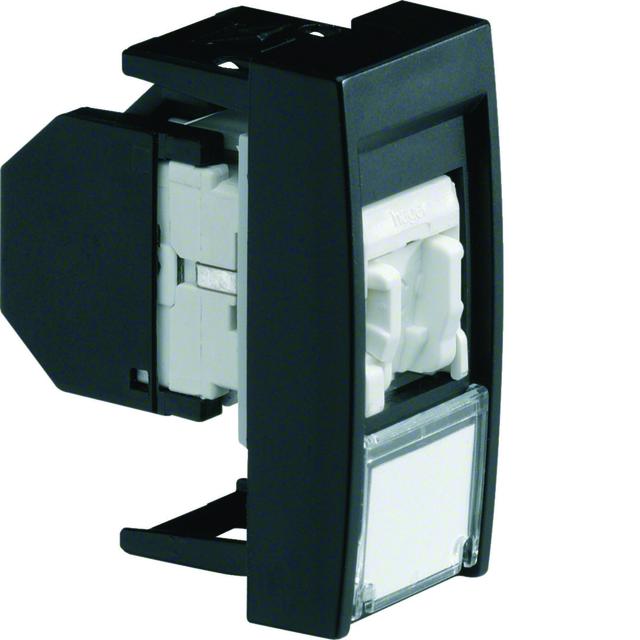 systo Gniazdo informatyczne z polem opisowym 1x RJ45 kat. 6 UTP 1M czarny WS219N HAGER
