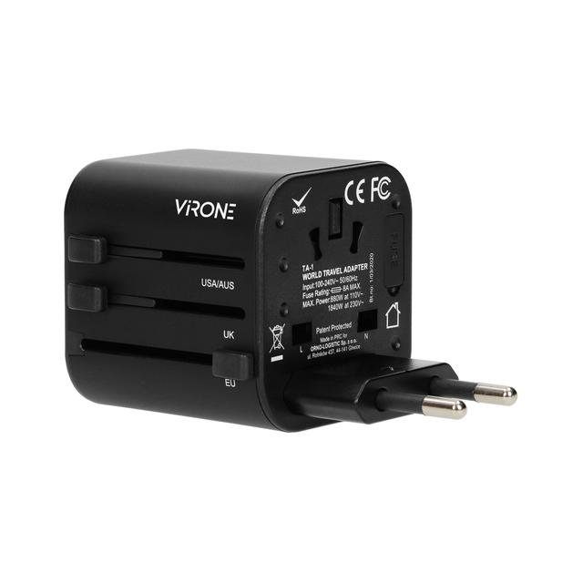 GOworld uniwersalny adapter podróżny do ponad 200 krajów świata 100-240V 8A TA-1 ORNO