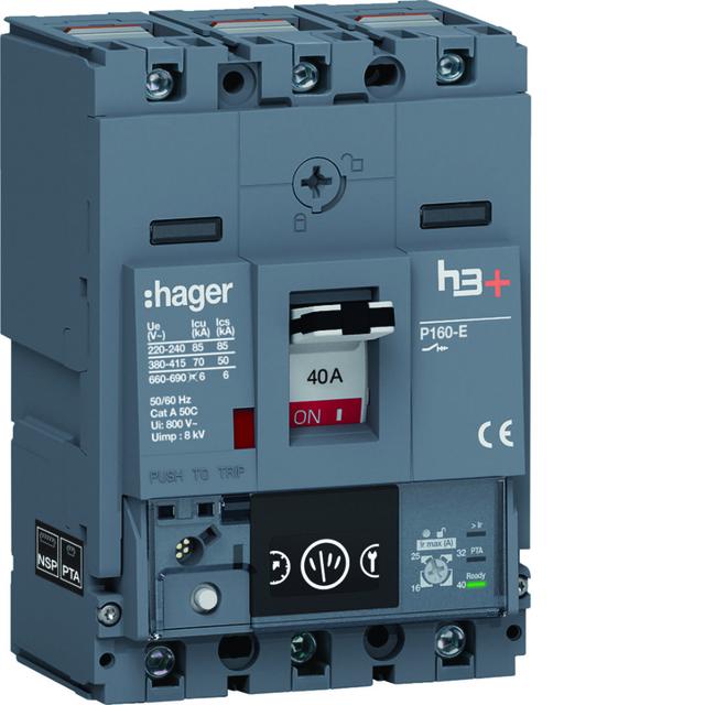 MCCB Wyłącznik mocy h3+ P160 3P 40A 70kA Energy HES040NC HAGER