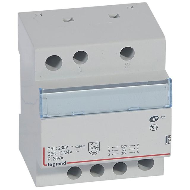 MODUŁOWY TRANSFORMATOR BEZPIECZEŃSTWA TR325 12/24 25VA, Legrand
