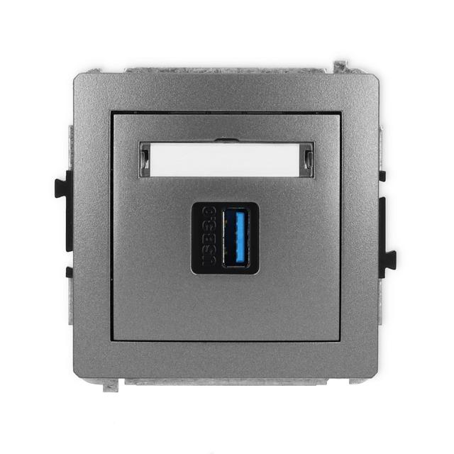 DECO Mechanizm gniazda pojedynczego USB A-A 3.0 grafitowy
