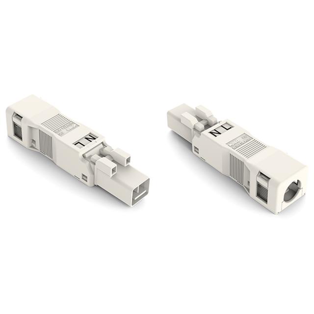 WINSTA MINI wtyk 2-torowy biały z obudowa odciążającą naciąg