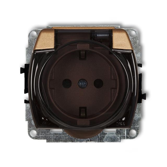 TREND Mechanizm gniazda bryzgoszczelnego z uziemieniem SCHUKO 2P+Z (klapka dymna, przesłony torów pr