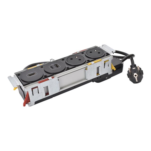 INCARA: DISQ'IN - 2X2P+Z / USB A+C / HDMI - 2,0 M-CZARNY, Legrand