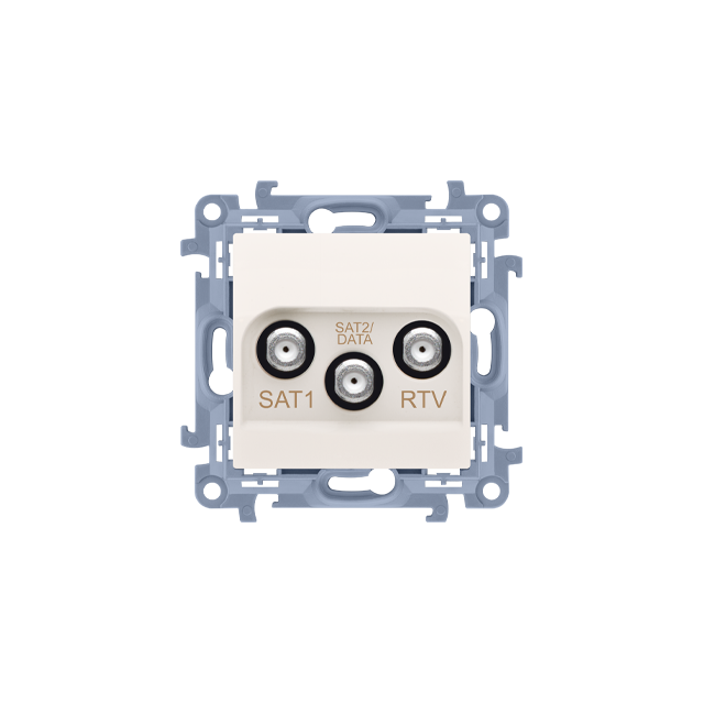 Simon 10 Gniazdo antenowe satelitarne podwójne SAT-SAT-RTV 1x wejście: 5 MHz-24 GHz krem