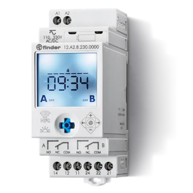 Zegar sterujący 2 P; 16A; 12…24V AC/DC; NFC; tygodniowy