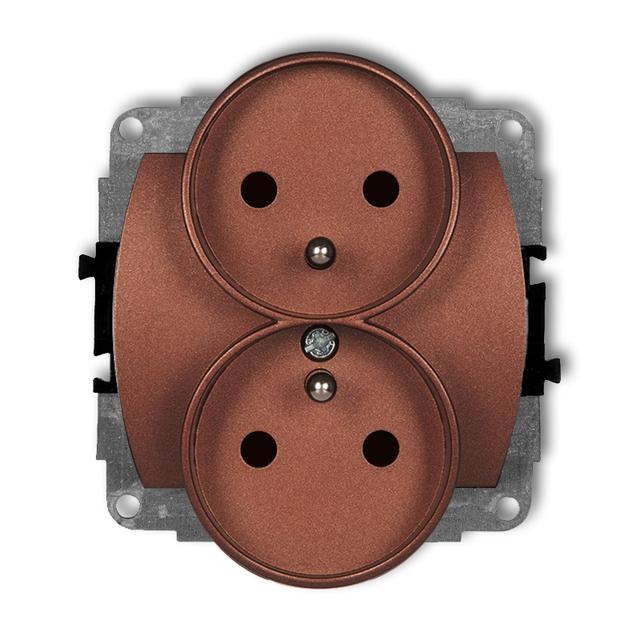 TREND Mechanizm gniazda podwójnego do ramki poziomej z uziemieniem 2x(2P+Z) (przesłony torów prądowy