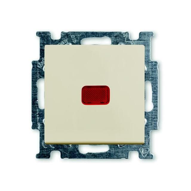 BASIC55 Wyłącznik z klawiszem schodowy z zaciskiem N, Z lampką neonową kremowy