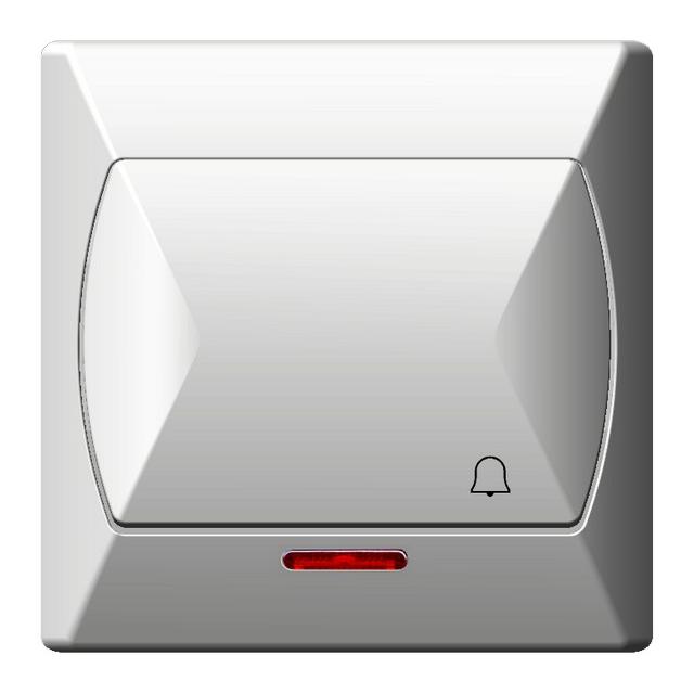 AKCENT Łącznik zwierny  dzwonek  z podświetleniem pomarańczowym - kolor biały