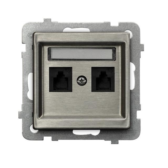 SONATA STAL INOX Gniazdo telefoniczne podwójne niezależne kolor stal inox GPT-2RMN/m/37 OSPEL