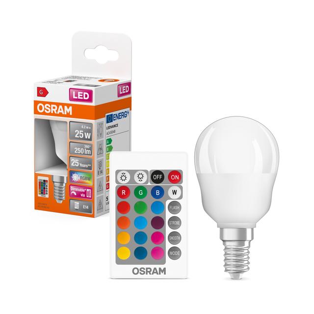 Żarówka LED kulka OSRAM RGBW RGB + pilot 4.5W E14