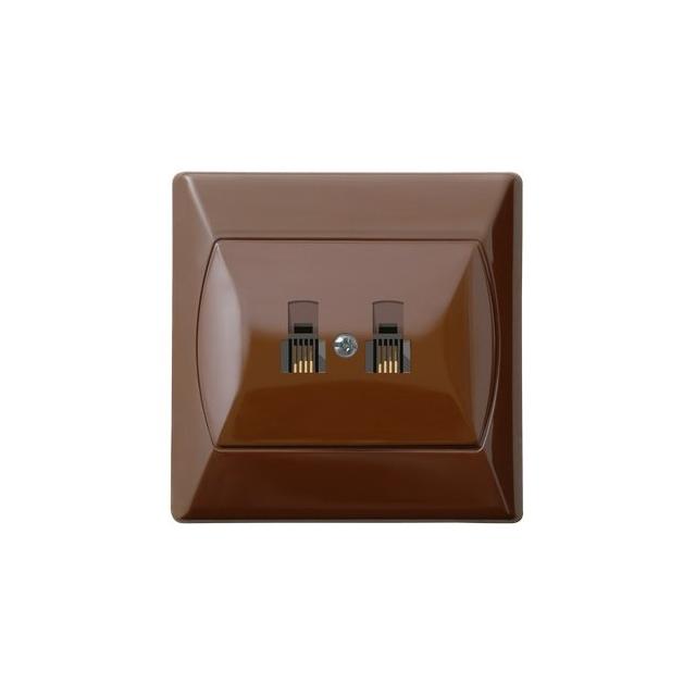 AKCENT Gniazdo telefoniczne podwójne równoległe - kolor brązowy