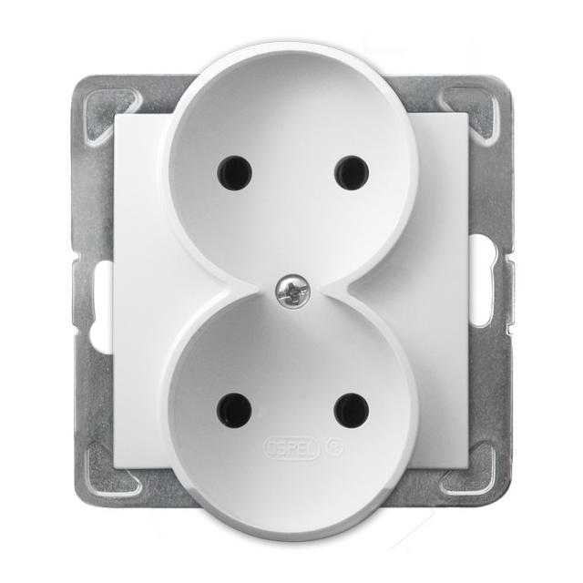 IMPRESJA Gniazdo podwójne moduł bez ramki - kolor biały