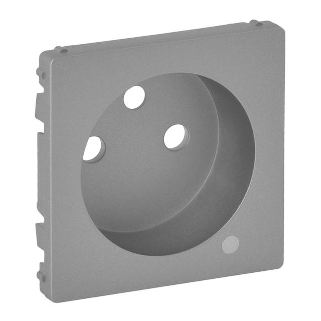 VALENA LIFE PLAKIETKA GNIAZDA 2 P+Z ZE WSKAŹNIKIEM LED ALUMINIUM, Legrand