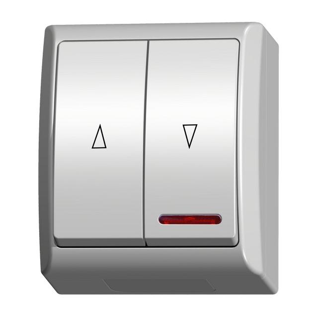 FALA Łącznik żaluzjowy, zwierny, z podświetleniem pomarańczowym - kolor biały