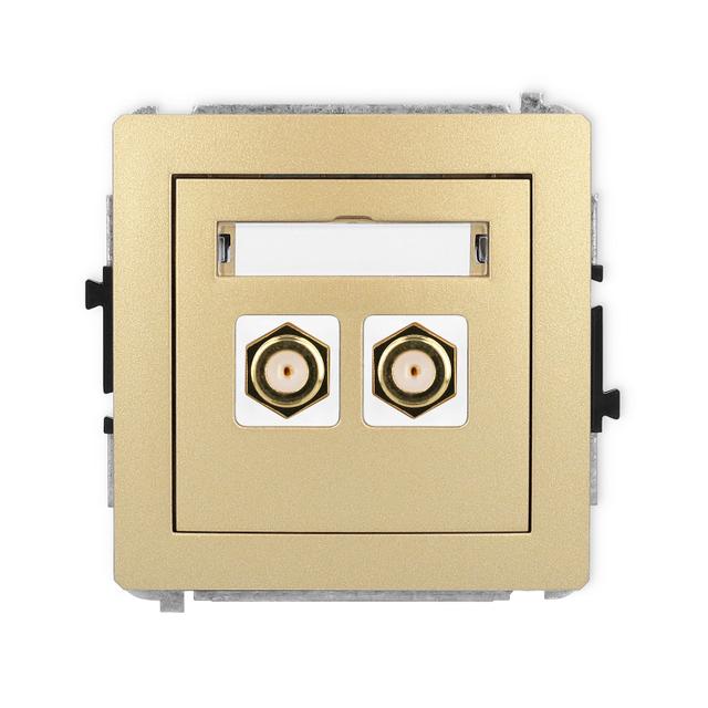 DECO Mechanizm gniazda antenowego podwójnego typu F (SAT) pozłacany złoty