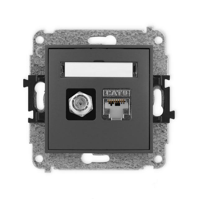 ICON Mechanizm gniazda antenowego poj. typu F (SAT) + gniazda komp. poj. 1xRJ45, kat. 6 ekranowany,