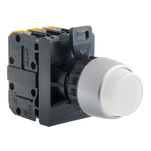 PRZYCISK WYSTAJĄCY PODŚW BIAŁY 1 ROZ PIERŚCIEŃ NIKLOWANY