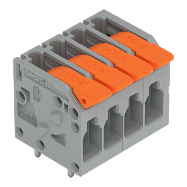 Złączka do płytek drukowanych dźwignia 4mm2 RM 5mm 4-bieg szara /100szt./ 2604-1104 WAGO