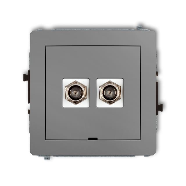 DECO Mechanizm gniazda antenowego podwójnego typu F (SAT) niklowany, bez pola opisowego szary mat
