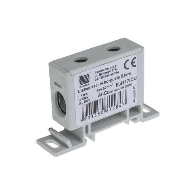 Listwa zac. w korpusie 1x2,5-50 szara AL/CU