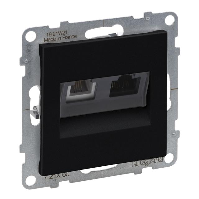 SUNO - Gniazdo RJ 11 + RJ 45/KAT 6 UTP, Czarny, Legrand