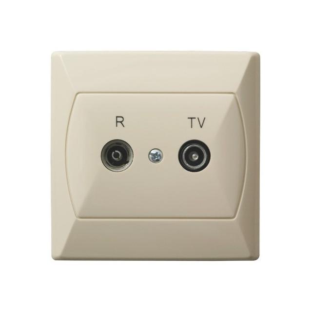 AKCENT Gniazdo RTV przelotowe 16-dB - kolor beżowy