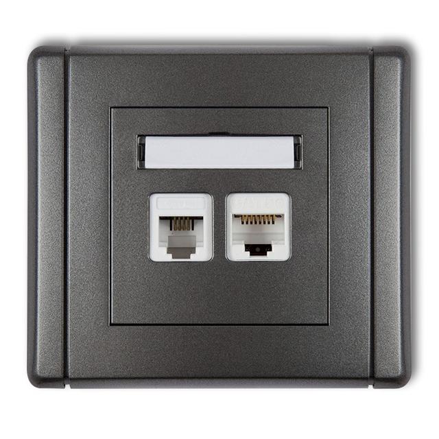 FLEXI Gniazdo telefoniczne pojedyncze 1xRJ11 + komputerowe pojedyncze 1xRJ45, kat. 5e, 8-stykowe, be