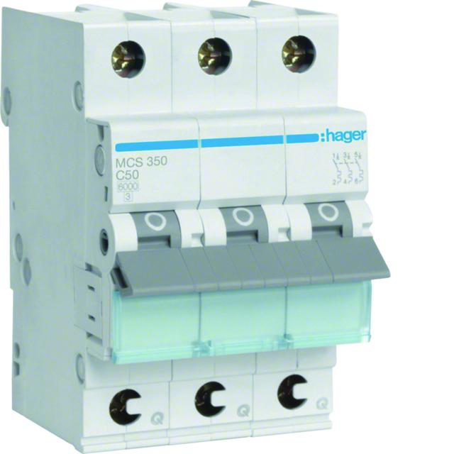 MCB Wyłącznik nadprądowy 6kA 3P C50A QuickConnect MCS350 HAGER