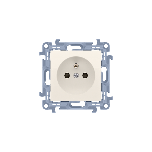 Simon 10 Gniazdo z/u pojedyncze z przesłonami 16A z. śrub. krem