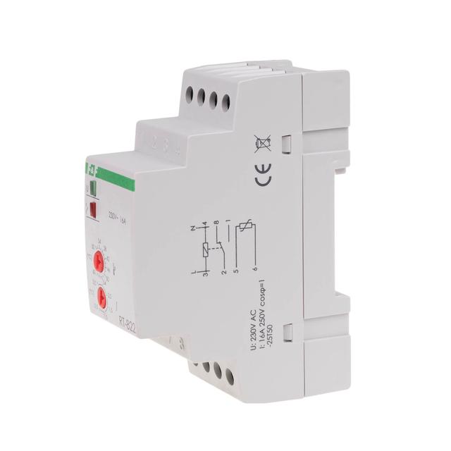 Regulator temperatury - zakres temperatur 30-60stC montaz na szynie DIN styk: 1Z/R 230V AC RT-822 F&F