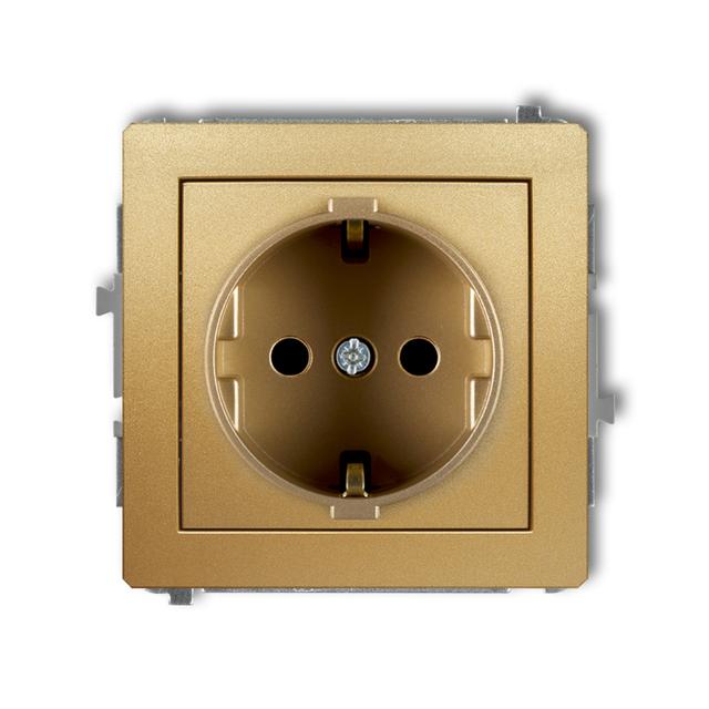 DECO Mechanizm gniazda pojedynczego z uziemieniem SCHUKO 2P+Z (przesłony torów prądowych) złoty