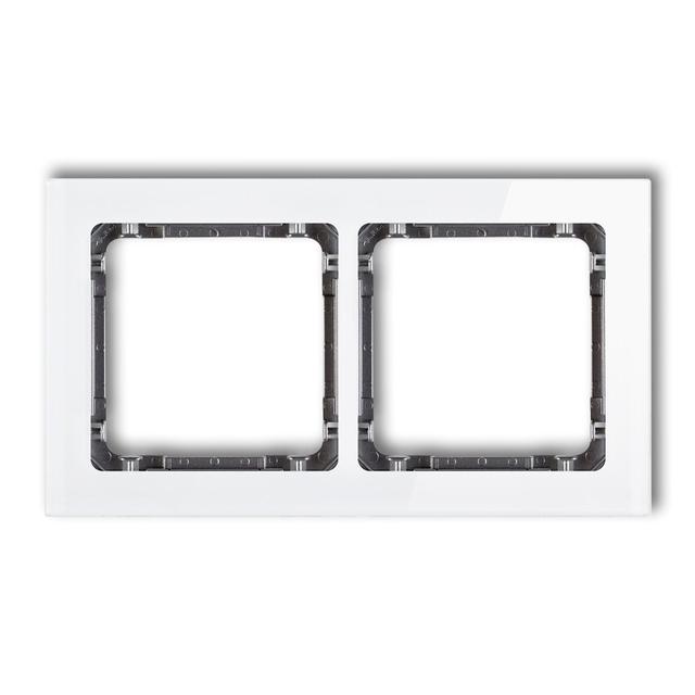 DECO Ramka uniwersalna podwójna - efekt szkła (ramka: biała; spód: grafitowy)