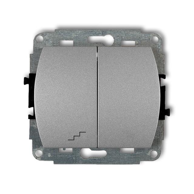TREND Mechanizm łącznika jednobiegunowego ze schodowym podświetlanego (wspólne zasilanie) srebrny me