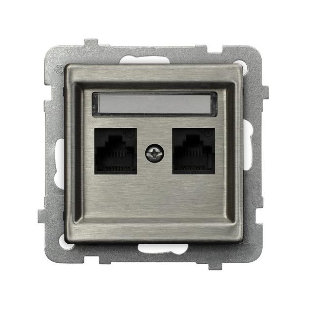 SONATA Gniazdo komputerowe podwójne, kat. 5e MMC - kolor stal inox