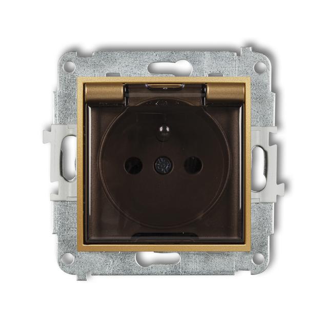 ICON Mechanizm gniazda bryzgoszczelnego z uziemieniem 2P+Z (klapka dymna, przesłony torów prądowych)