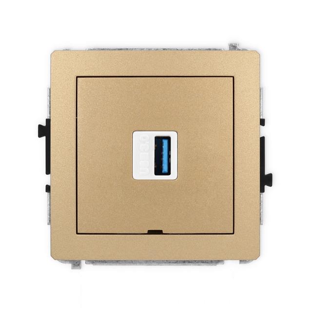 DECO Mechanizm gniazda pojedynczego USB A-A 3.0, bez pola opisowego złoty metalik