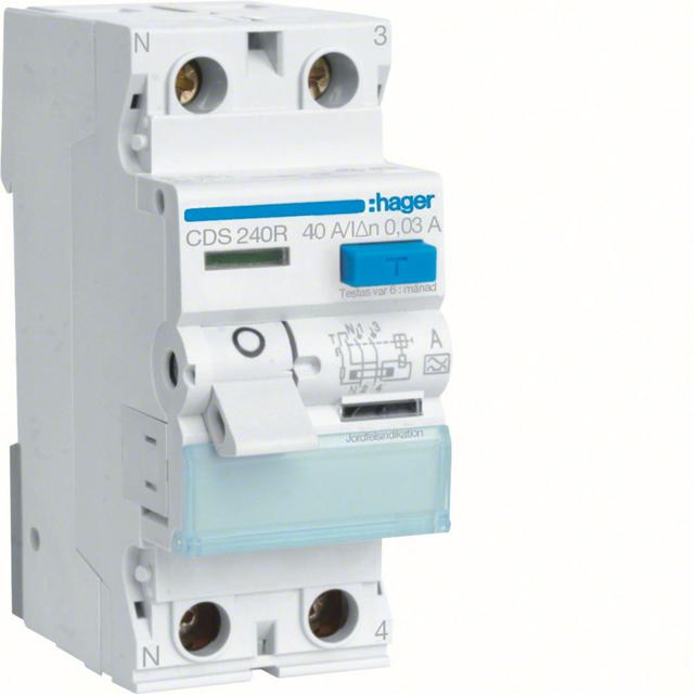 RCCB Wyłącznik różnicowoprądowy 1P+N 40A 30mA Typ A QuickConnect CDS240R HAGER