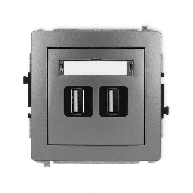 DECO Mechanizm gniazda podwójnego 2xUSB A-A 2.0 grafitowy