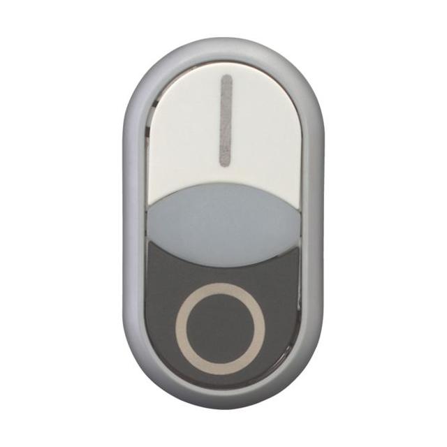 M22-DDLF-WS-X1/X0 Przycisk podwójny biały/czarny /O-I/ z samopowrotem i z możliwością podświetlenia