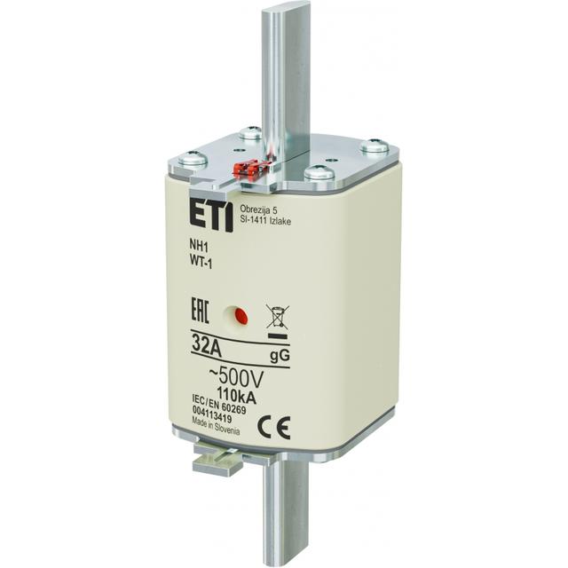 Wkładka topikowa NH zwłoczna KOMBI Pokrywy stalowe NH1 WT-1 gG 32A 500V G 004113419 ETI