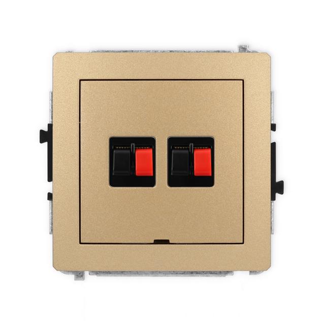 DECO Mechanizm gniazda głośnikowego podwójnego, bez pola opisowego złoty metalik