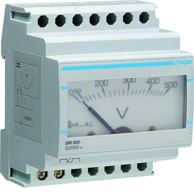 Woltomierz analogowy bezpośredni 0-500V SM500 HAGER