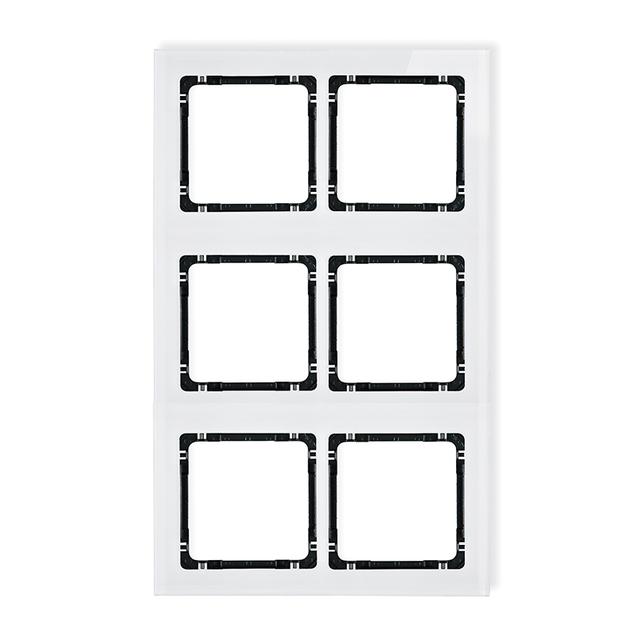 DECO Ramka modułowa 6 krotna (2 poziom, 3 pion) - efekt szkła (ramka biała; spód czarny)