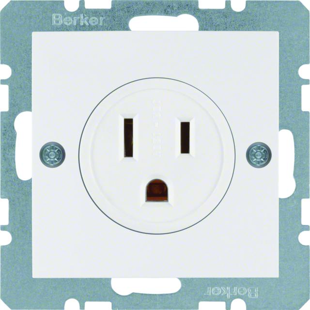 BERKER B.Kwadrat/S.1 Gniazdo z uziemieniem USA/KANADA NEMA 5-15 R biały 41668989 HAGER