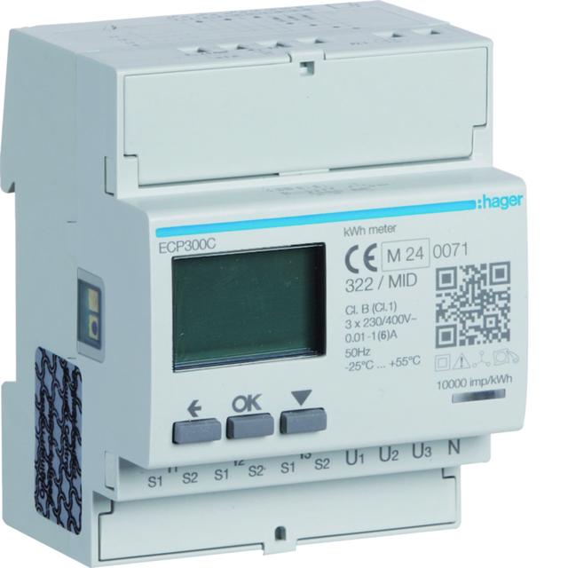 agardio.measure Licznik energii elektr. 3-f, przekł. 1-5A 4M, wyjście imp., MID ECP300C HAGER