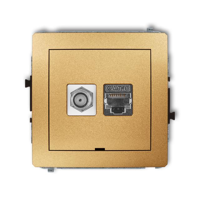 DECO Mechanizm gniazda antenowego poj. typu F (SAT) + gniazda komp. poj. 1xRJ45, kat. 6 ekranowany,